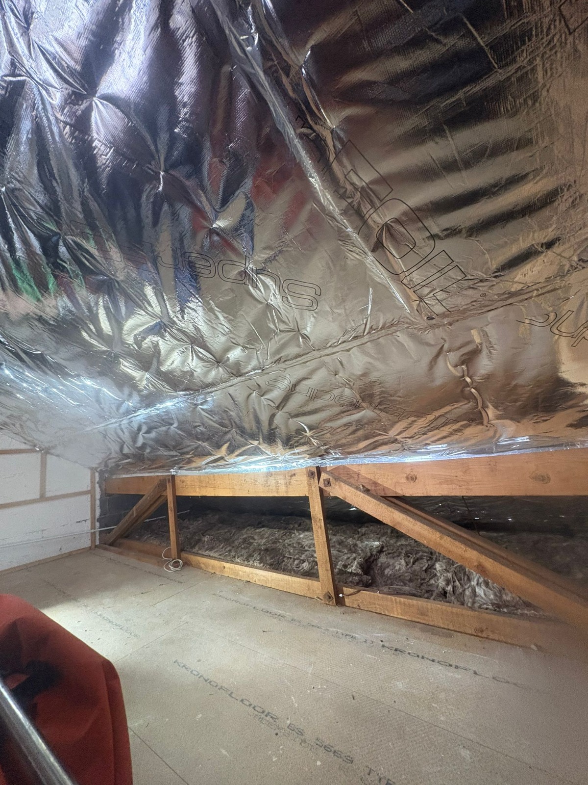SuperFoil membrane lapped neatly over eaves and storage area
